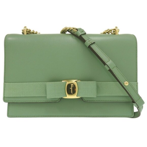 SALVATORE FERRAGAMO Green Leather Shoulder Bag - Picture 2 of 10